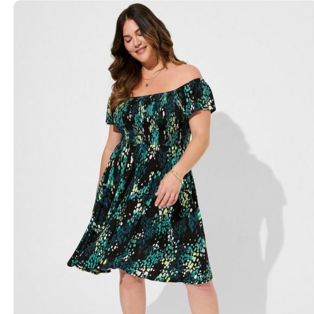 Mini Super Soft Off-Shoulder Dress - Dotted